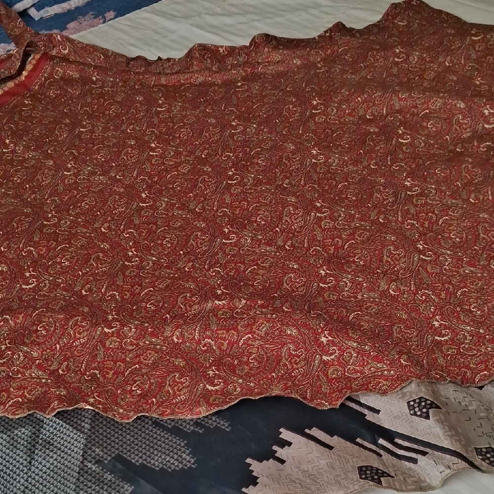Multi Purpose Paisley Maxi Skirt in Rich Red.  Silk Wrap Sz. 14-20